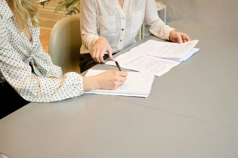 People reviewing financial documents together